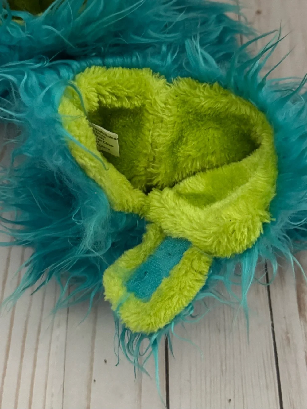 Fuzzy blue slippers